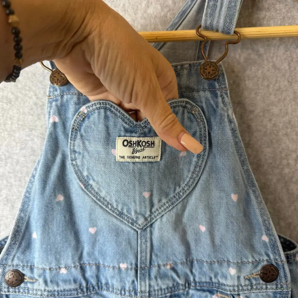 Oshkosh Overalls Denim Hearts Girls Size 4